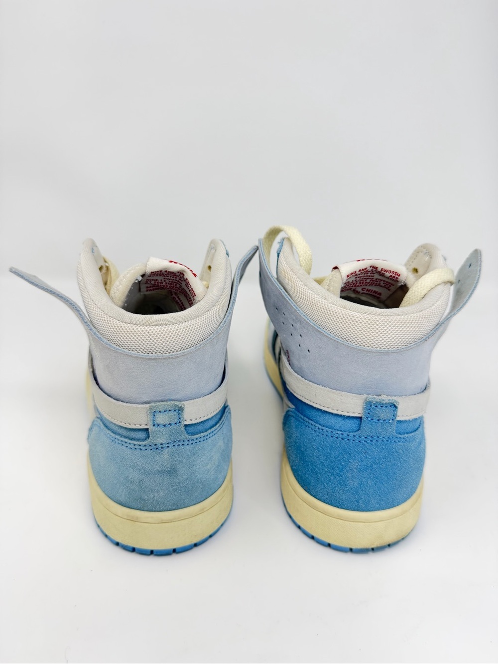 Nike High-Top Sneakers in Blue and Cream with Red Tongue Tag - Picture 7 of 9